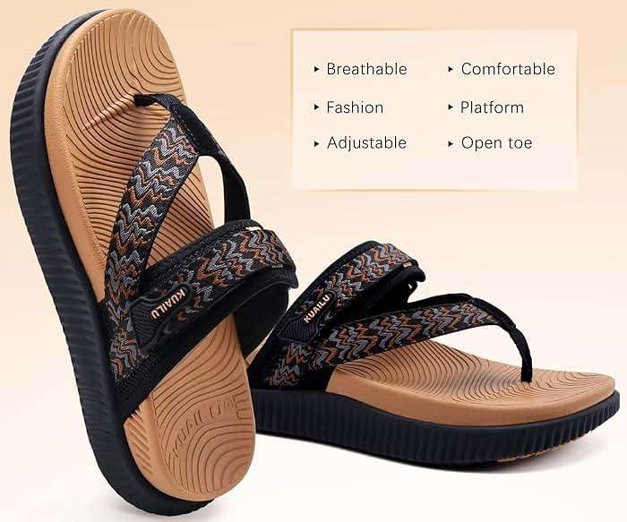 KuaiLu Womens Orthopedic Flip Flops With Arch Support Adjustable Thick Athletic Cushion Recovery Walking Sandals For Woman Ladies Fashion Comfortable Flip-Flop Slides, Water Resistant & Lightweight - Image 6