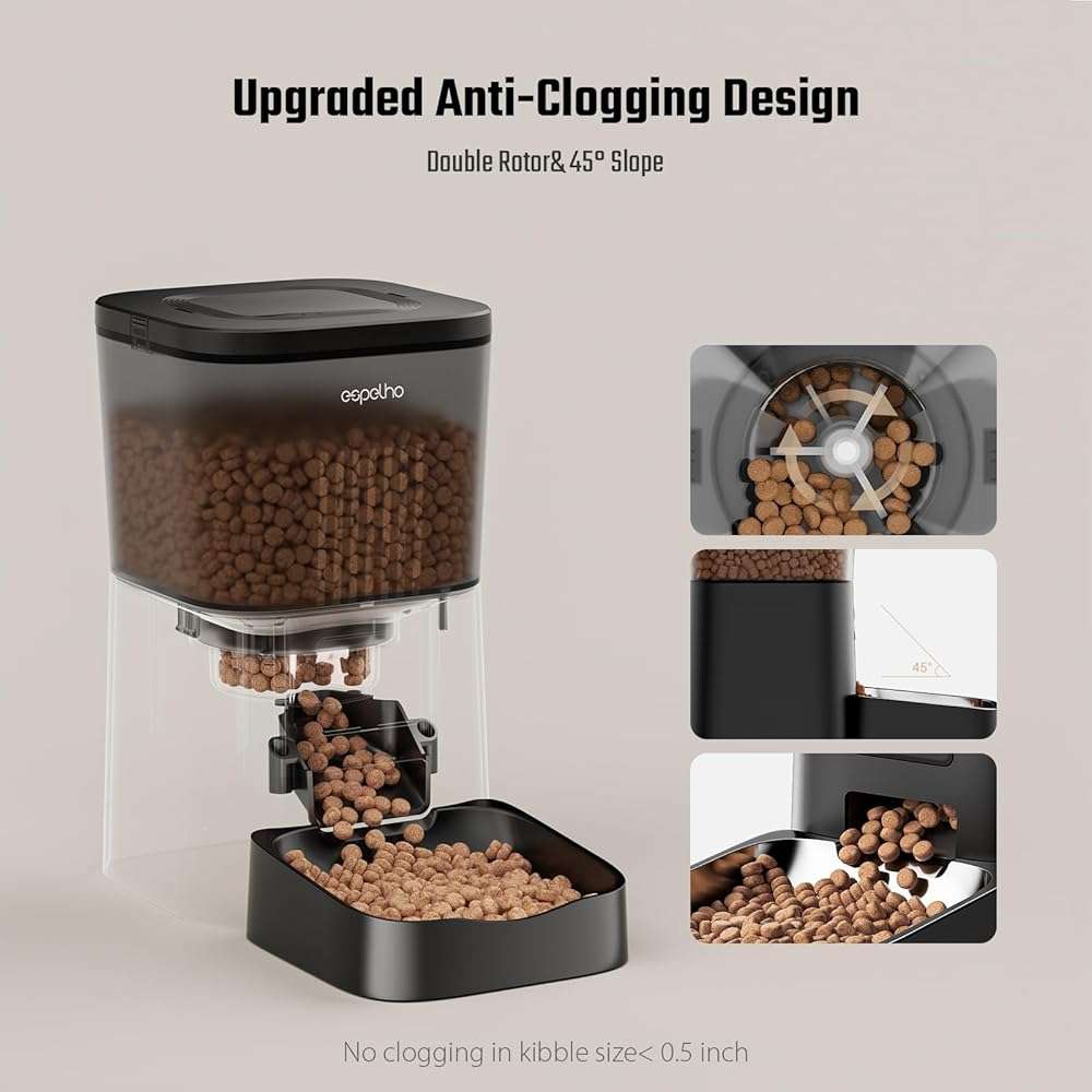 Espelho Automatic Cat Feeder- 4L Timed Cat Food Dispenser 1-6 Meals Control for Cat and Small Dog- Auto Pet Feeder with Desiccant Bag Keep Fresh for Reliable Easy Set Up and Clean- Voice Recorder - Image 5