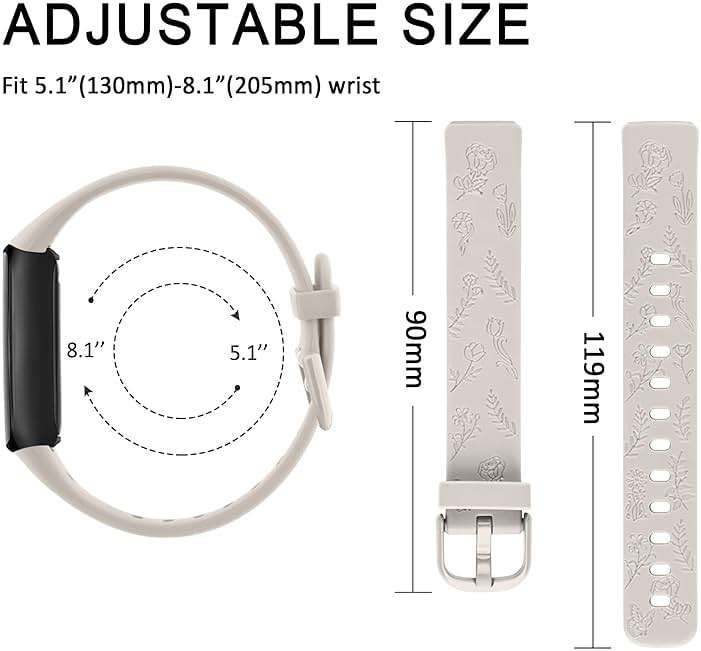 Meliya Compatible with Fitbit Inspire 3 Bands for Women Men, Floral Engraved Silicone Straps Replacement Wristband for Fitbit Inspire 3 Fitness Tracker - Image 4