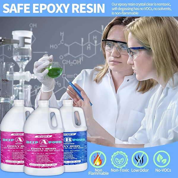 Deep Pour Epoxy Resin, 1.5 Gallon 2-4" Pour Depths Epoxy Resin Kit Crystal Clear High-Gloss No Bubble Self Leveling for DIY Molds Wood River Table Flower Preservation Top Mold Crafts Mix 2:1 Ratio - Image 10