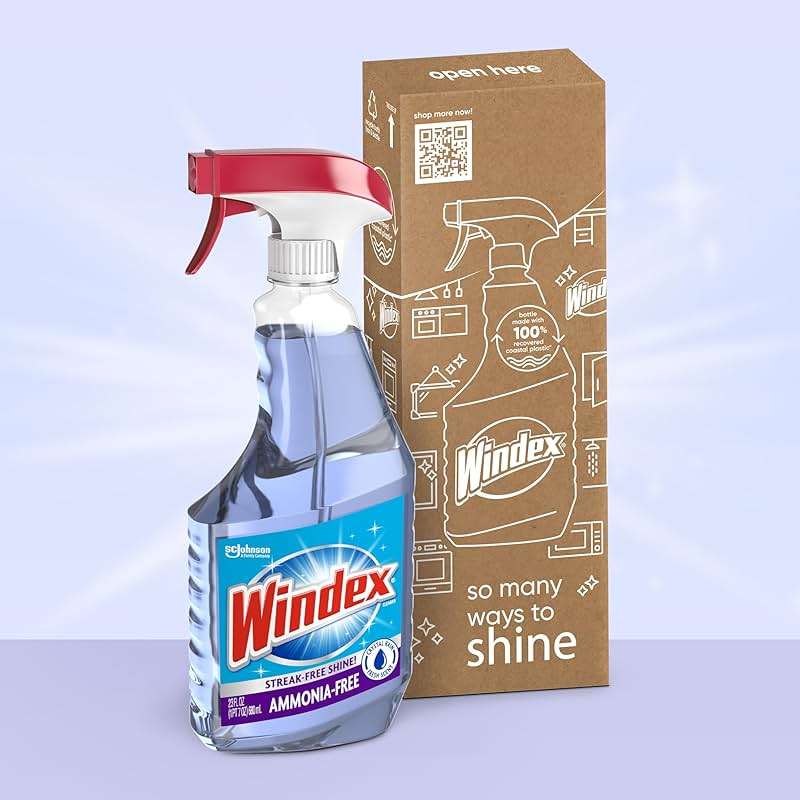 Windex Glass and Window Cleaner Spray Bottle, Ammonia Free, Packaging Designed to Prevent Leakage and Breaking, Surface Cleaning Spray, Crystal Rain Scent, 23 Fl Oz - Image 3