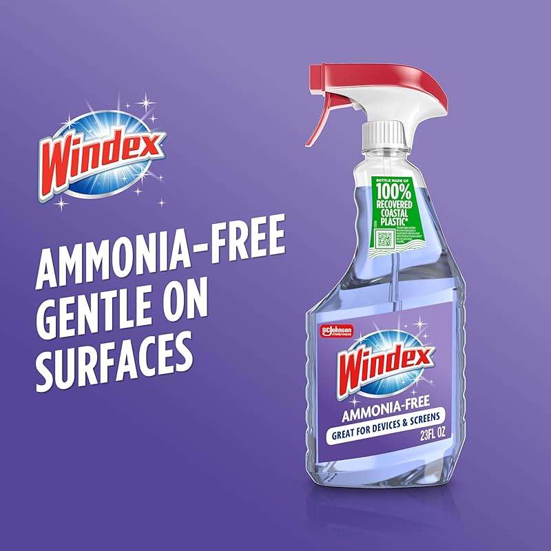 Windex Glass and Window Cleaner Spray Bottle, Ammonia Free, Packaging Designed to Prevent Leakage and Breaking, Surface Cleaning Spray, Crystal Rain Scent, 23 Fl Oz - Image 8