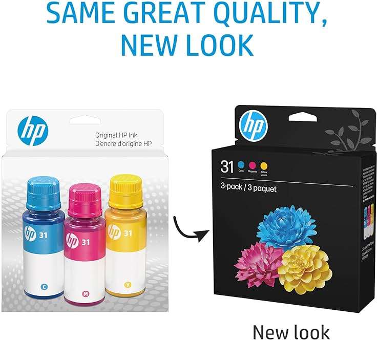 HP 31 Cyan, Magenta, Yellow Ink Bottles (3-Pack) | Works with Smart Tank 5000, 6000, 7000 and Smart Tank Plus 500, 600 Series | 9C228AN - Image 4