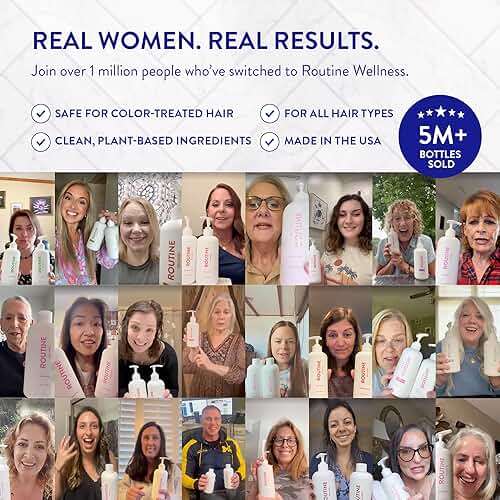 Routine Wellness Anti-Thinning Shampoo and Conditioner Set for Thinning Hair - Biotin DHT Blocker Women & Men - Color Safe Shampoo for Hair Loss & Healthier Hair - Coconut & Vanilla (Pack of 2) - Image 5