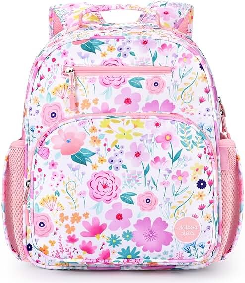 mibasies Kids Backpack for Girls: Girls Backpack 5-8 - Kindergarten Elementary School Bookbag for Girl - Flower Pink - Product Image