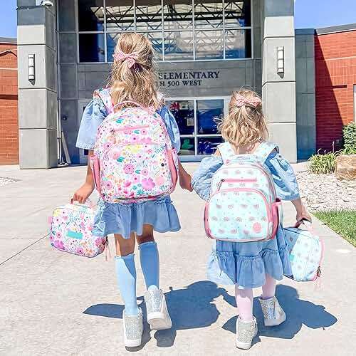 mibasies Kids Backpack for Girls: Girls Backpack 5-8 - Kindergarten Elementary School Bookbag for Girl - Flower Pink - Image 2