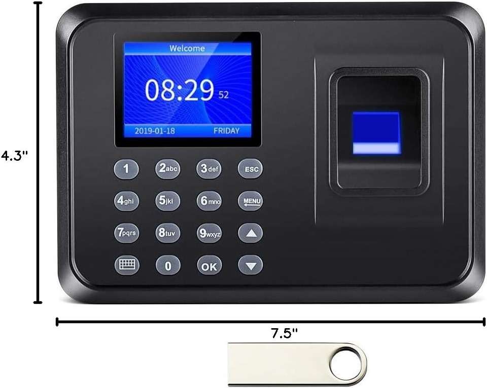 MIKONIYA Time Clock,Time Clocks for Employees Small Business,Attendance Machine with Fingerprint,Password Punching in One,Office Fingerprint Time Clock with 500 Faces (F01) - Image 2