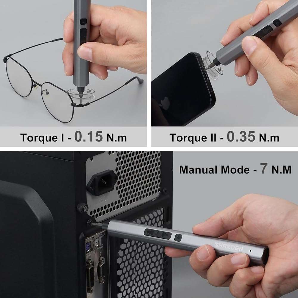 SHARDEN Mini Electric Screwdriver, 29 in 1 Small Electric Screw Driver Kit with 24 Magnetic Bits, Precision Cordless Repair Tool for Phone, Camera, Laptop, Watch - Image 3