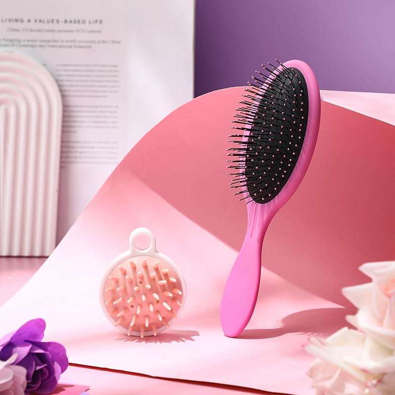 Sawysine 12 Pcs Hair Care Gift Basket for Women Pink Hair Spa Kit Include Microfiber Drying Towel Silk Bonnet Headband Brush for Birthday Wedding Gifts - Image 3