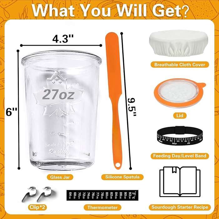 POLYHNIA Sourdough Starter Jar, Sourdough Jar Wide Mouth, Sourdough Starter Kit, Sourdough Starter Jars Glass Easy Fermentation, Reusable 27 oz Sourdough Bread Baking Supplies for Bakery Lover - Image 3