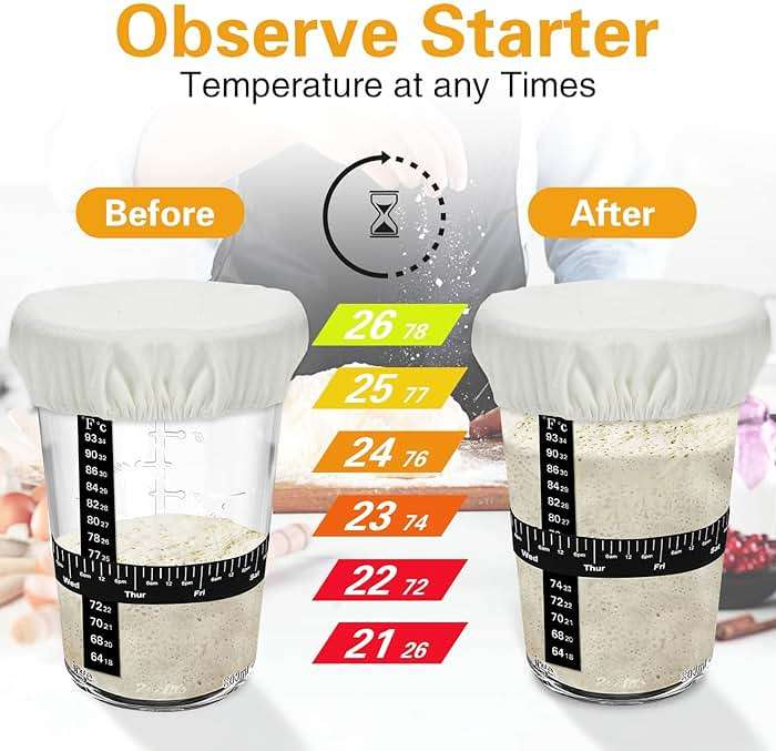 POLYHNIA Sourdough Starter Jar, Sourdough Jar Wide Mouth, Sourdough Starter Kit, Sourdough Starter Jars Glass Easy Fermentation, Reusable 27 oz Sourdough Bread Baking Supplies for Bakery Lover - Image 5