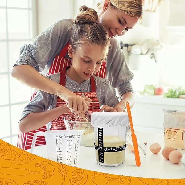 POLYHNIA Sourdough Starter Jar, Sourdough Jar Wide Mouth, Sourdough Starter Kit, Sourdough Starter Jars Glass Easy Fermentation, Reusable 27 oz Sourdough Bread Baking Supplies for Bakery Lover - Image 7