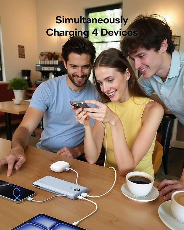 VEGER AC Wall Plug Portable Charger, 10000mah Slim Portable Charger Built in Cables, USB C Power Bank 15W Fast Charging, Travel Essential Battery Pack Compatible with iPhone, Android and More(Blue) - Image 3