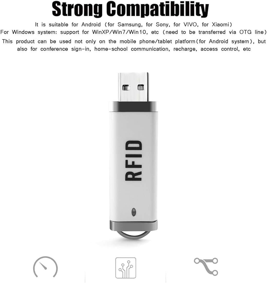 RFID Reader Mini ID IC Card Reader RFID Scanner 125KHz/13.56Mhz Card Reader Dual Frequency Reads TK4001 EM4100 ID IC NFC Card Access Control Reader USB Port - Image 3
