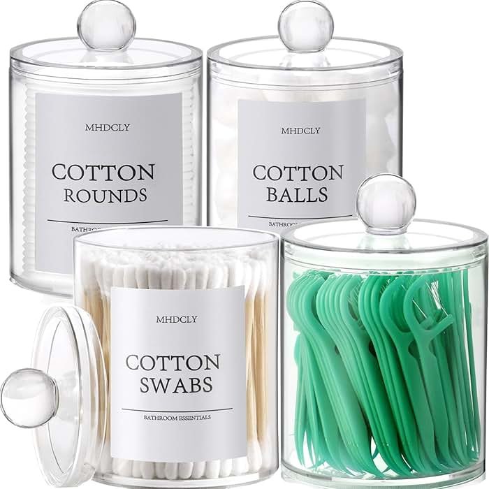 Bathroom Organizers and Storage,4 Pack Bathroom Accessories,Bathroom Decor,Home Decor,Bathroom Storage and Organization,Qtip Holder for Room Decor Aesthetic - Product Image