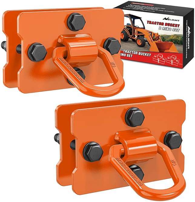 Nilight 2Pcs 1/2" D Rings for Trailers Heavy Duty Trailer Tie Down Rings, Incl. Mounting Hardware, Forged Steel Bolt-On Grab with Back Plates Compatible with Tractor RV UTV Truck, Max 12000Lbs, Orange - Image 1