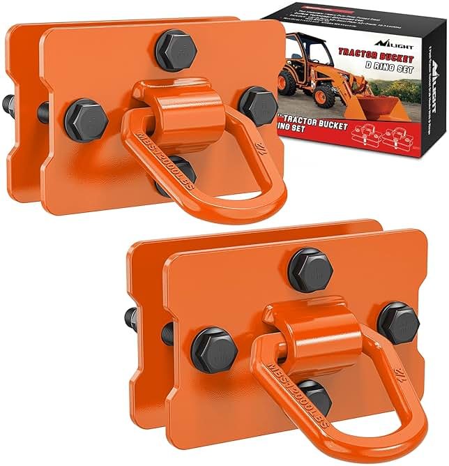 Nilight 2Pcs 1/2" D Rings for Trailers Heavy Duty Trailer Tie Down Rings, Incl. Mounting Hardware, Forged Steel Bolt-On Grab with Back Plates Compatible with Tractor RV UTV Truck, Max 12000Lbs, Orange - Product Image