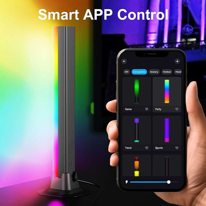 velted RGB Light Bar, Smart Music Sync RGB IC LED Lights Bars, USB Powered Ambient Lighting, Remote Control Color Changing Gaming TV Backlight, for PC Room Monitor Desk - Image 2
