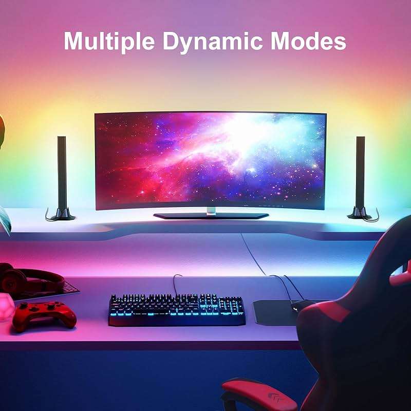 velted RGB Light Bar, Smart Music Sync RGB IC LED Lights Bars, USB Powered Ambient Lighting, Remote Control Color Changing Gaming TV Backlight, for PC Room Monitor Desk - Image 6