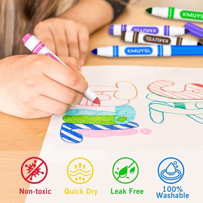 KMUYSL Washable Markers Bulk, Assorted Colors - Broad Line Conical Tip Coloring Markers for Kids, School Art Supplies & Back to School Supplies, Teacher Classroom Must Haves (16 Colors, 256 Pcs) - Image 5