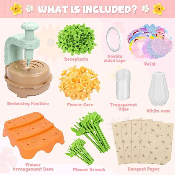 Fabric Flower Bouquets Toys, DIY Craft Kits Toys for Kids - Flowers Market Toy, Build Your Flower Bouquet, Arts & Crafts for 4+ Year Toddler Girl, Educational Activity Preschool B-Day Gifts - Image 7
