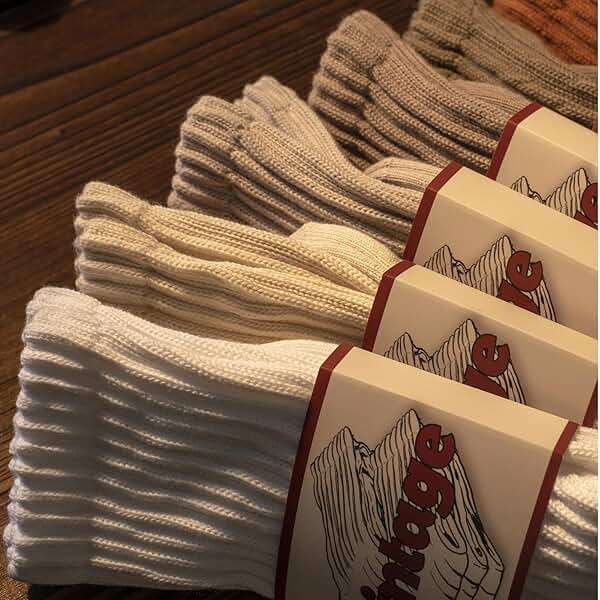 DAUCO 4 Pairs Natural 98% Cotton Socks for Women & Men Crew Seamless Cozy Fall Socks Breathable Unisex Slouchy Socks - Image 5