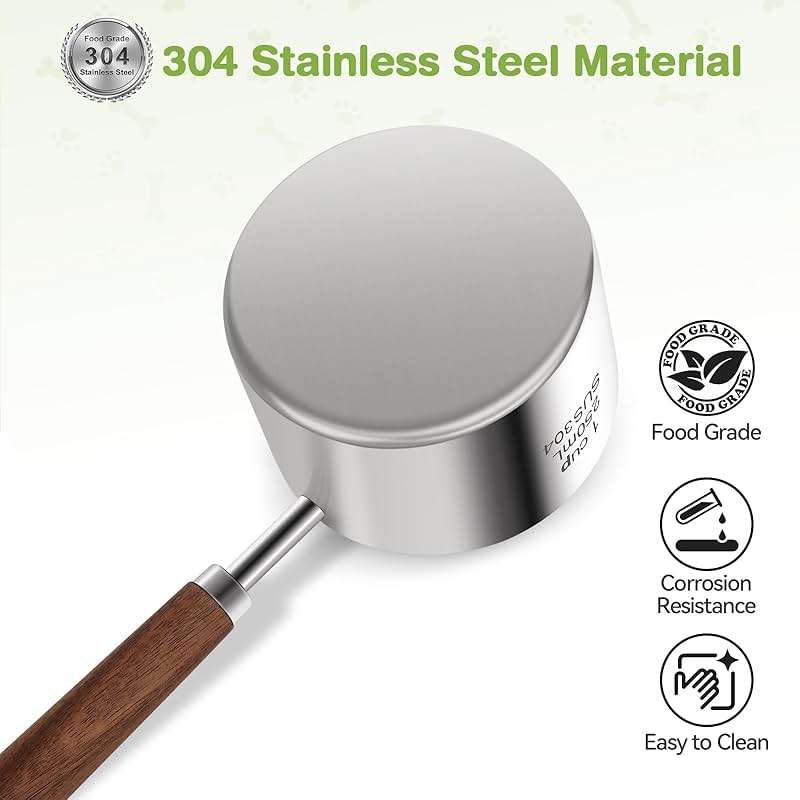 FAFAFLYER Dog-Cat Food-Scoop Measuring-Cup - 304 stainless steel material.1-Cup capacity. Precision scale measurements - Image 2