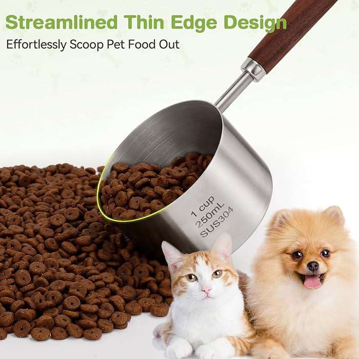 FAFAFLYER Dog-Cat Food-Scoop Measuring-Cup - 304 stainless steel material.1-Cup capacity. Precision scale measurements - Image 4