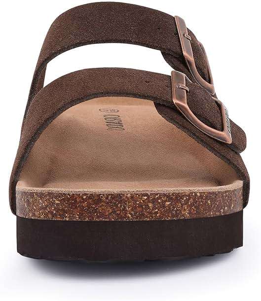 ORADO Platform Suede Sandals for Women Soft Cork Footbed Summer Slides with Adjustable Buckle - Image 6