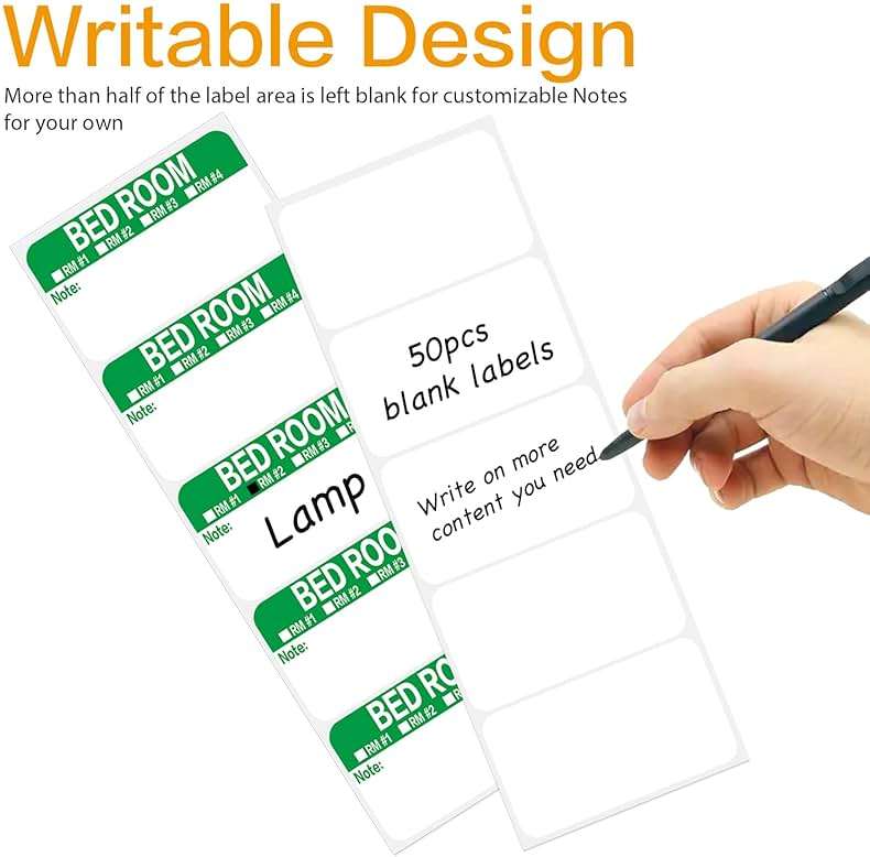 300 Count 3.5 x 2 Large Home Moving Packing Box Labels for 3-4 Bedroom House with Writable Notes Areas, 6 Color Coded Moving Labels for Boxes + Fragile Moving Stickers - Image 3