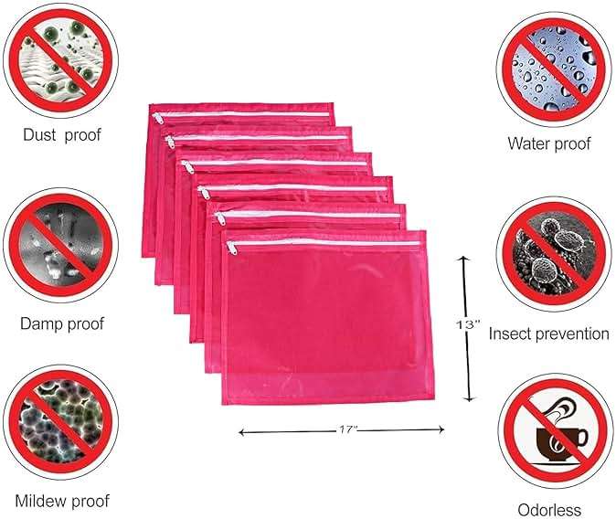 KRUM Single Saree Cover/Suit Packing 24 Piece One side Transparent Cloth Packing Bag Organizer for Wardrobe Storage or Wedding Gifting ., Pink, 37 cm x 2 cm x 43 cm, Travel Accessories - Image 2