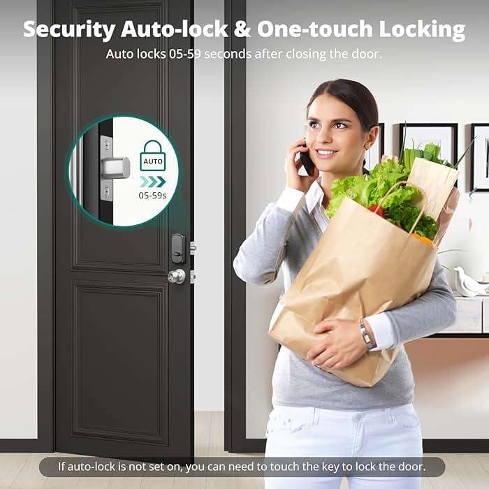AkaGear Keyless Entry Door Lock with Fingerprint - Electronic Keypad Deadbolt, Smart Locks for Front Door, Auto-Lock & One Touch Locking with Bluetooth, Password Code, APP Control, Satin Nickel - Image 5