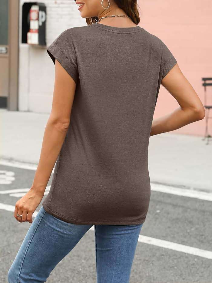 AUTOMET Womens Cap Sleeve Shirts Summer Soft Business Casual Tops for Work Tees - Image 5