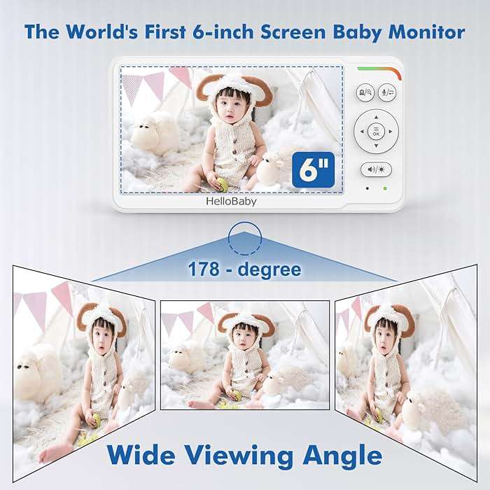 HelloBaby Baby Monitor 6" World First IPS Screen 30H Battery, Secure No WiFi, Pan Tilt Video Camera with Night Vision, VOX, 2-Way Talk, 1000ft, Portable Video Audio Monitor Ideal for Mom, Elderly, Pet - Image 3