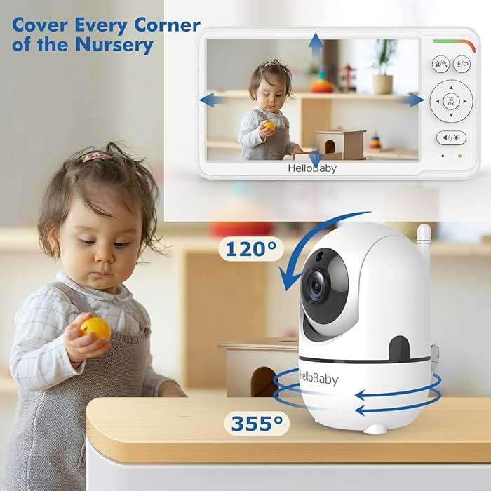 HelloBaby Baby Monitor 6" World First IPS Screen 30H Battery, Secure No WiFi, Pan Tilt Video Camera with Night Vision, VOX, 2-Way Talk, 1000ft, Portable Video Audio Monitor Ideal for Mom, Elderly, Pet - Image 5