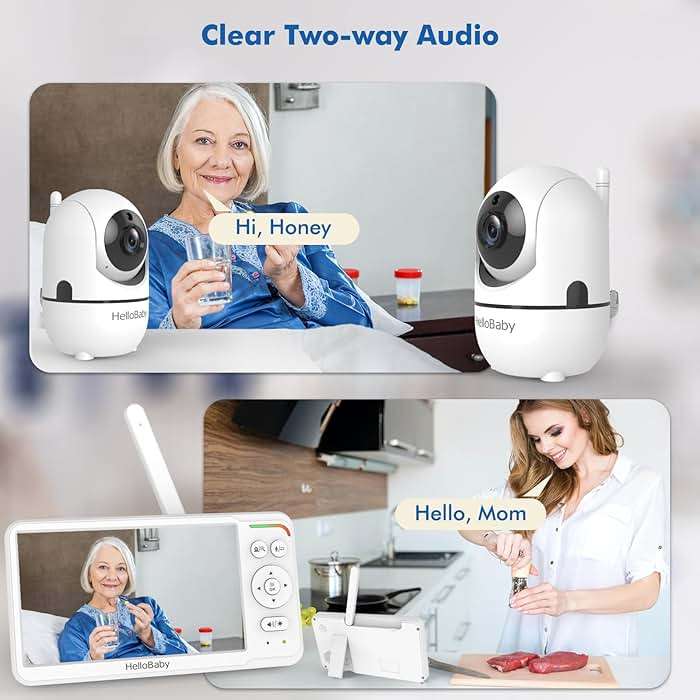 HelloBaby Baby Monitor 6" World First IPS Screen 30H Battery, Secure No WiFi, Pan Tilt Video Camera with Night Vision, VOX, 2-Way Talk, 1000ft, Portable Video Audio Monitor Ideal for Mom, Elderly, Pet - Image 6