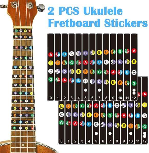 JUNLEGO Ukulele Beginner's Kit: Chord Chart, Fretboard Stickers, Picks - Black and White Vinyl, Ukulele Accessory - Image 6