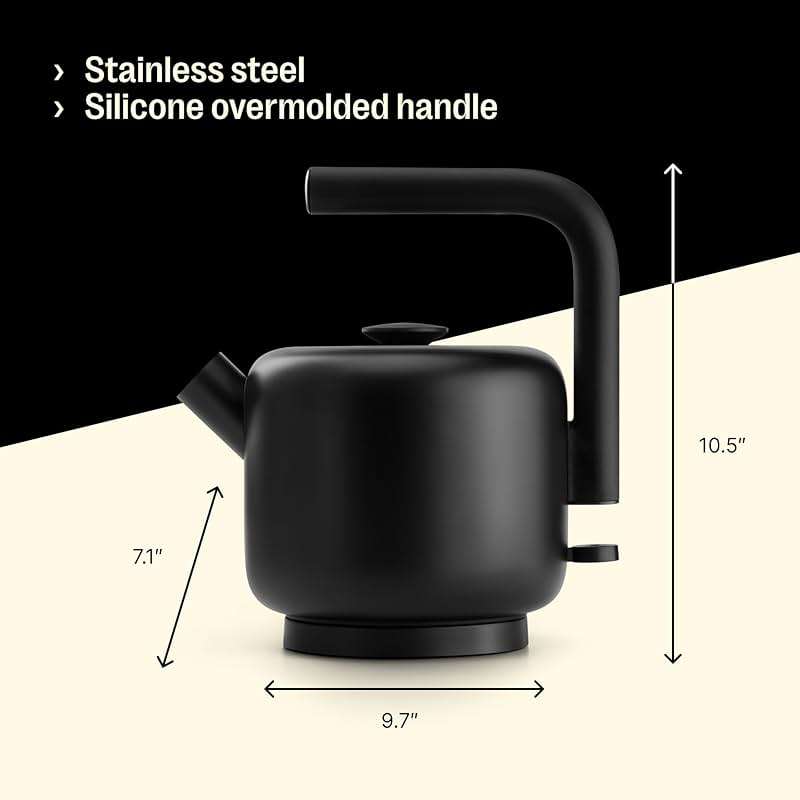 Fellow Clyde Electric Kettle 1.5 Liter - Fast Boil, Drip-Free Spout | Hot Water Tea Kettle for Tea & Coffee, Stainless Steel Water Boiler, Auto Shut-Off, BPA-Free, Cordless, Matte Black - Image 3