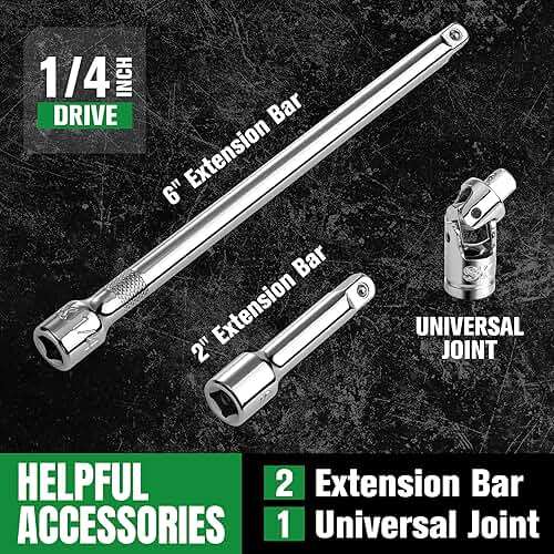 SK 1/4" Drive Socket Set with 216-P Quick-Release Ratchet, 50-Piece, SAE & Metric, SuperKrome Finish, Premium CR-V Construction, with Storage Suitcase - Image 2