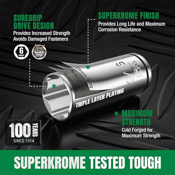 SK 1/4" Drive Socket Set with 216-P Quick-Release Ratchet, 50-Piece, SAE & Metric, SuperKrome Finish, Premium CR-V Construction, with Storage Suitcase - Image 5