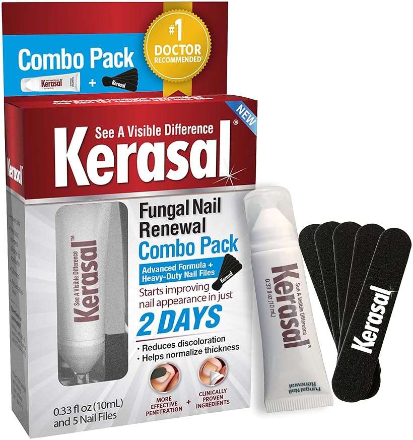Kerasal Nail Renewal and Nail File Combo Pack, Restores Appearance of Discolored or Damaged Nails & Daily Defense Foot Wash Daily Cleanser for Feet, 12 Ounce - Image 2