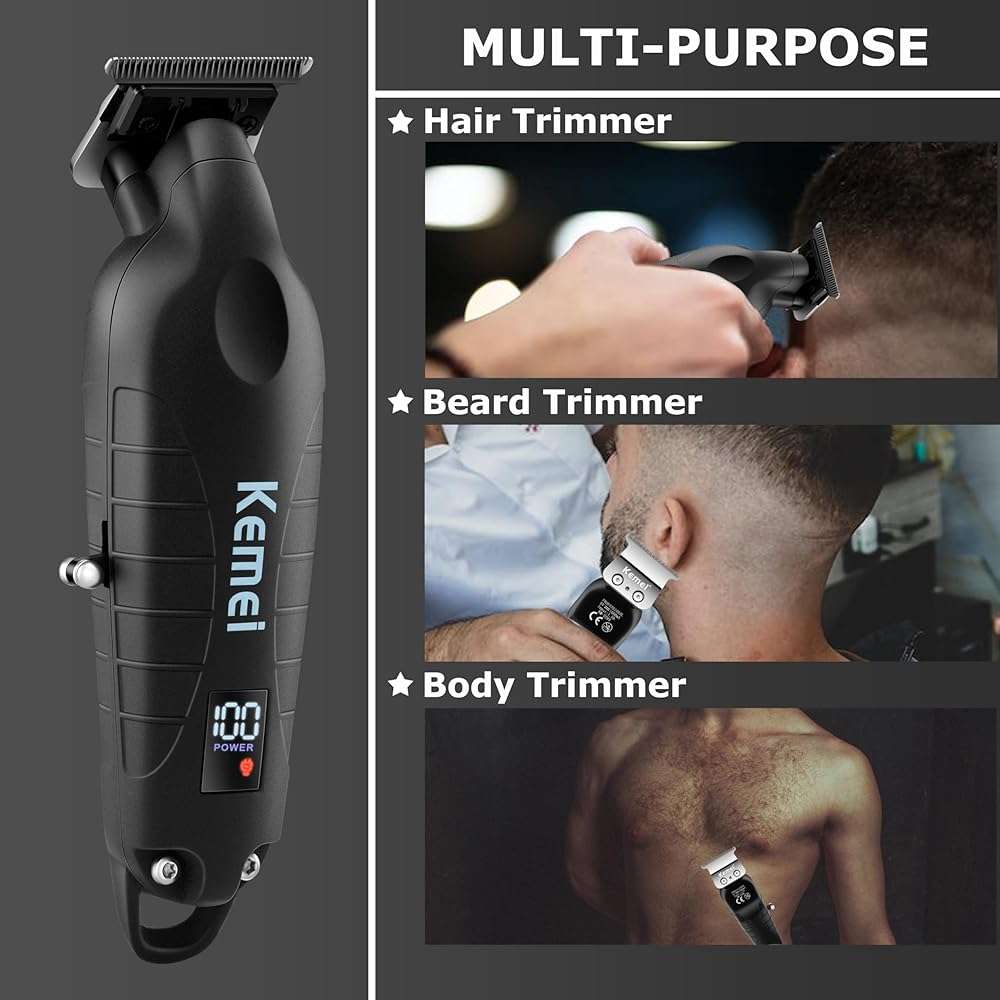 KEMEI 2293 Professional Hair/Beard Trimmer for Men Zero Gapped Hair Clippers for Barber with T Blade, Cordless Rechargeable - Image 6