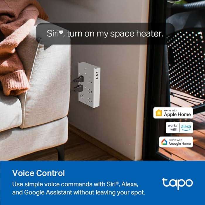 TP-Link Tapo Smart Plug Outlet Extender, Surge Protector, 18W Fast Charging, 3 Individual Smart Outlets, 1x USB-C & 2X USB-A, Smart Night Light, Works w/Apple HomeKit, Alexa & Google Home, Tapo P306 - Image 4