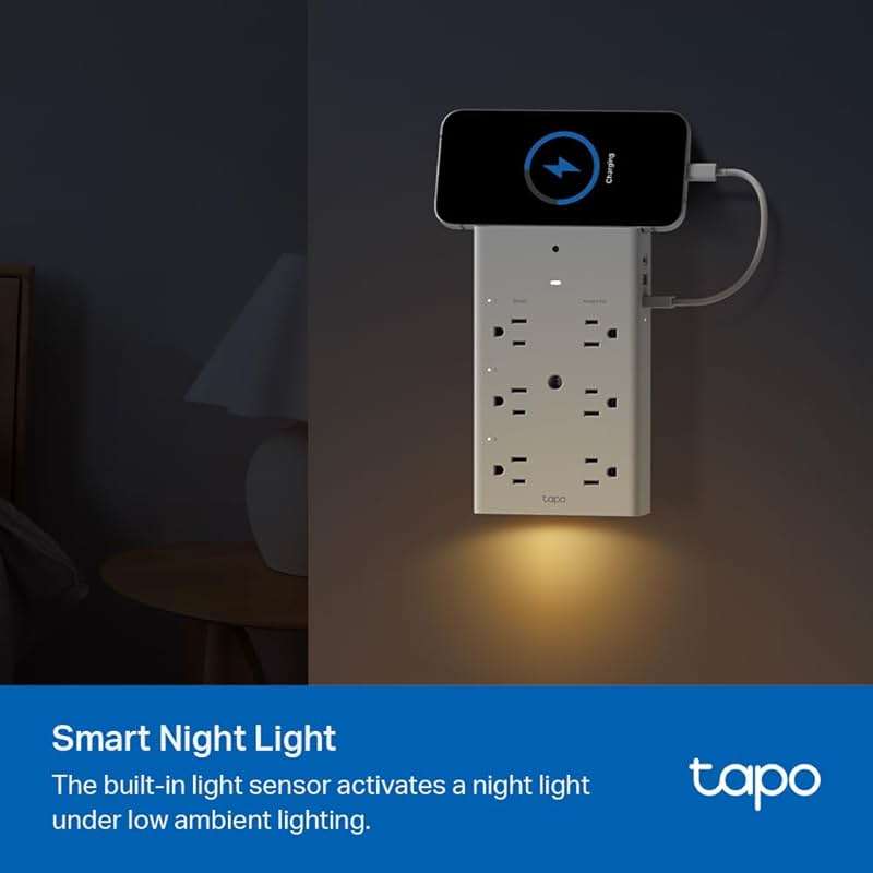 TP-Link Tapo Smart Plug Outlet Extender, Surge Protector, 18W Fast Charging, 3 Individual Smart Outlets, 1x USB-C & 2X USB-A, Smart Night Light, Works w/Apple HomeKit, Alexa & Google Home, Tapo P306 - Image 6