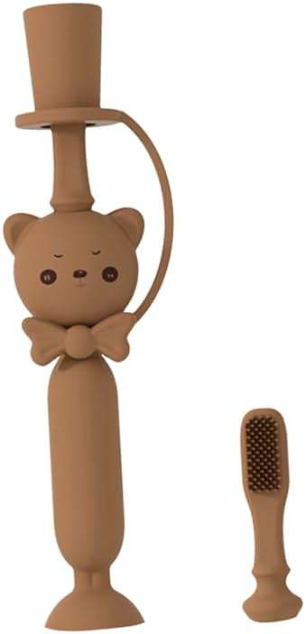 FOMIYES Silicone Training Toothbrush Cartoon Bear Design Soft Bristles for Gentle Cleaning Safe for Boy Girl Oral Care Random Color for Toddlers and Boy Girl - Image 1