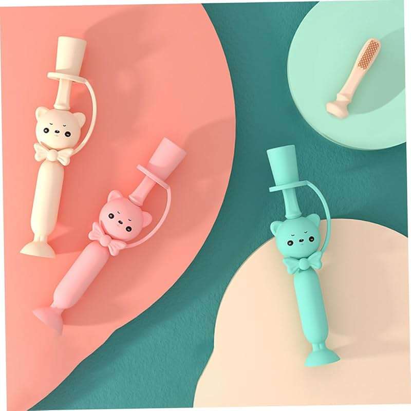 FOMIYES Silicone Training Toothbrush Cartoon Bear Design Soft Bristles for Gentle Cleaning Safe for Boy Girl Oral Care Random Color for Toddlers and Boy Girl - Image 9
