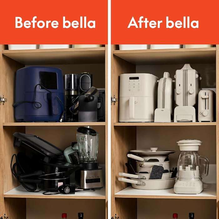 bella 4Qt Slim Air Fryer, Fits-anywhere™ Kitchenware, EverGood™ Ceramic Nonstick Coating, Adjustable Temperature, 6 Preset Cooking Options, 60 Min Auto Shutoff w Audible Tone, 3.3lb Capacity, Oatmilk - Image 8