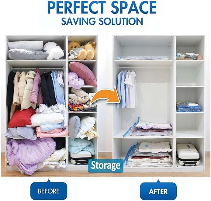 12 Jumbo Compression Storage Bags, Vacuum Storage Bags, Space Saver Bags for Comforters, Blankets, Bedding, Pillows and Clothes Storage, Hand Pump Included - Image 3