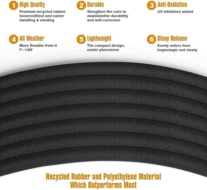 Soaker Hose 25FT 5/8" Diameter for Garden Beds Solid Brass Interface Irrigation Save 70% Water Heavy Duty Rubber Great for gardens/flower beds - Image 3