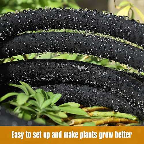 Soaker Hose 25FT 5/8" Diameter for Garden Beds Solid Brass Interface Irrigation Save 70% Water Heavy Duty Rubber Great for gardens/flower beds - Image 5